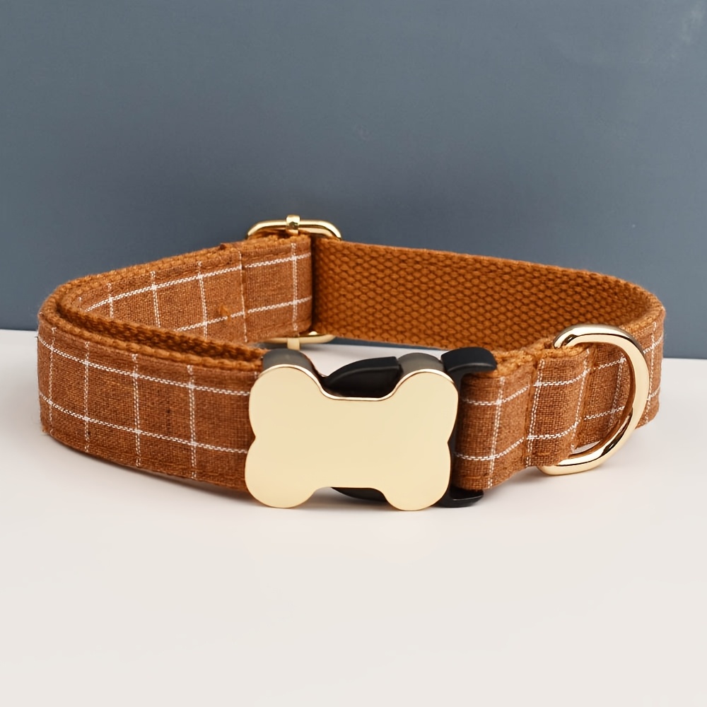 TEMU Collar Personalized Quality Fabric For Small, Medium Large Dog Custom Metal Parts Pet Accessory Engraved Dog Collars