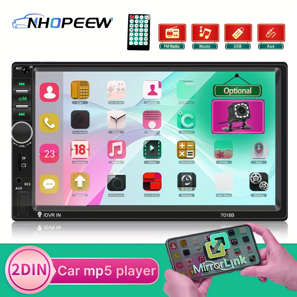 

Nhopeew 2din Car Stereo Car Radio 7'' Mp5 Player With Remote Control Support Fm/eq/aux/usb/tf