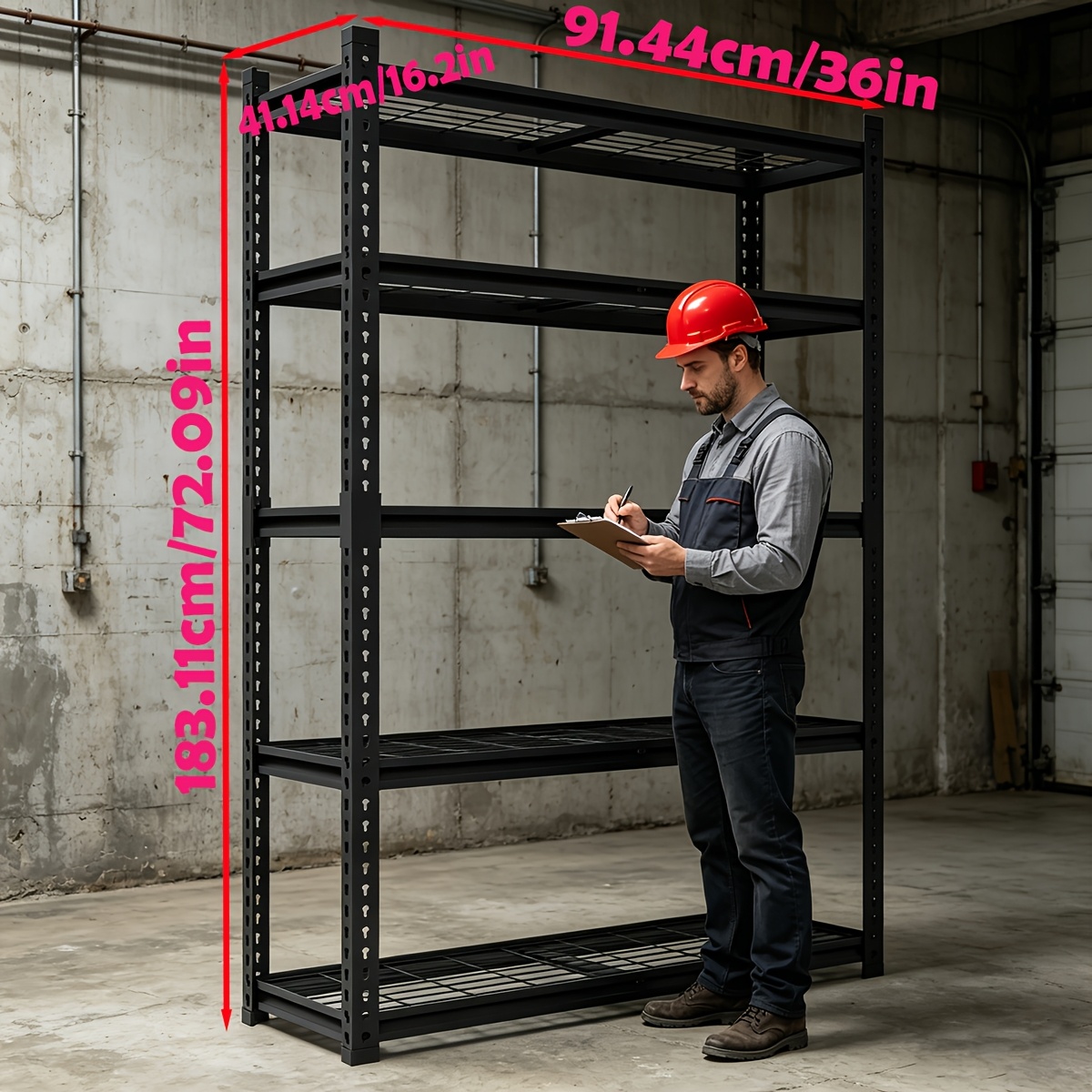 TEMU Scaffale di stoccaggio regolabile a 5 ripiani in metallo per carichi pesanti da 183 cm, unit� di scaffalatura con ripiani regolabili e montaggio