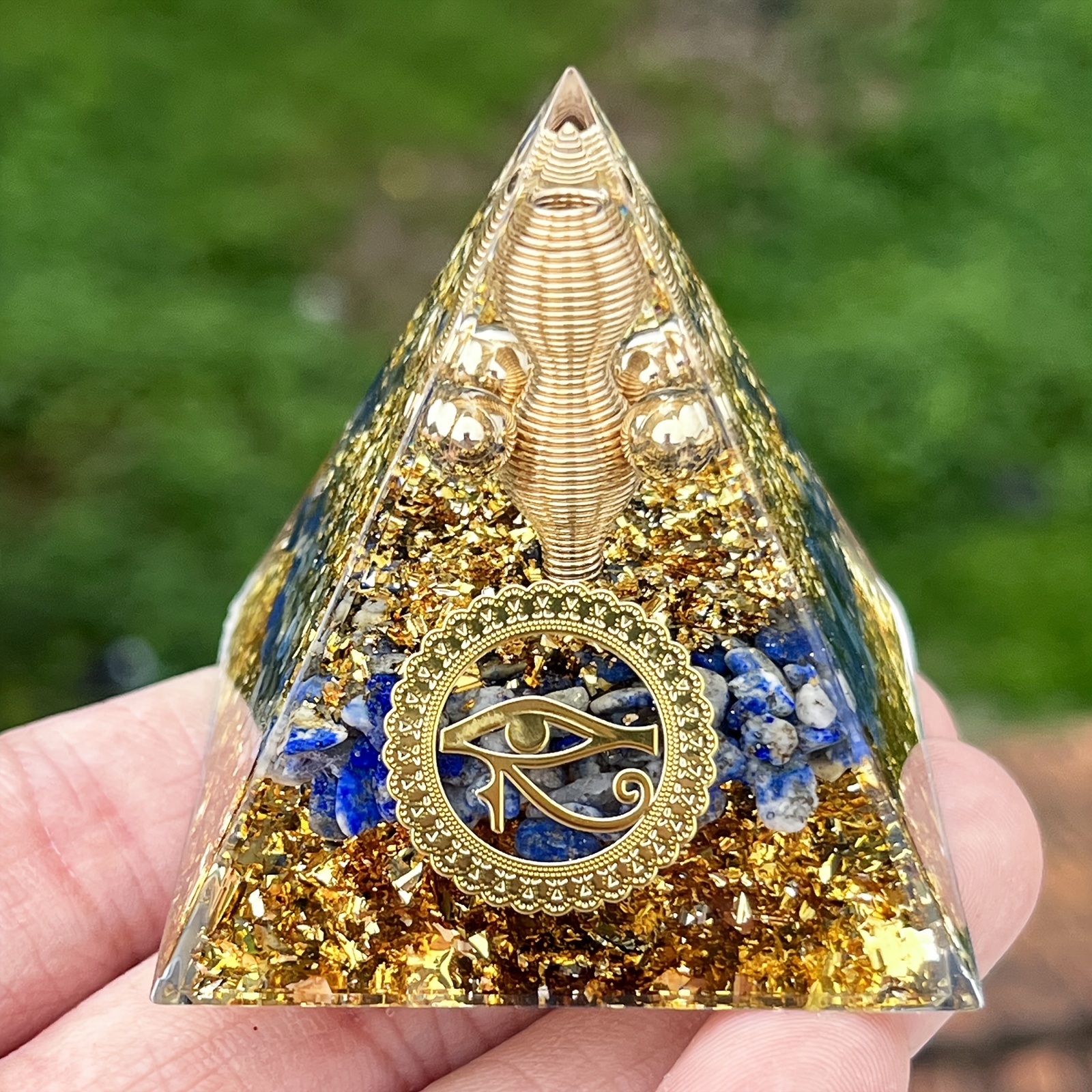 1pc Of Natural Eye Of Horus Orgone Pyramid Decorative Ornament