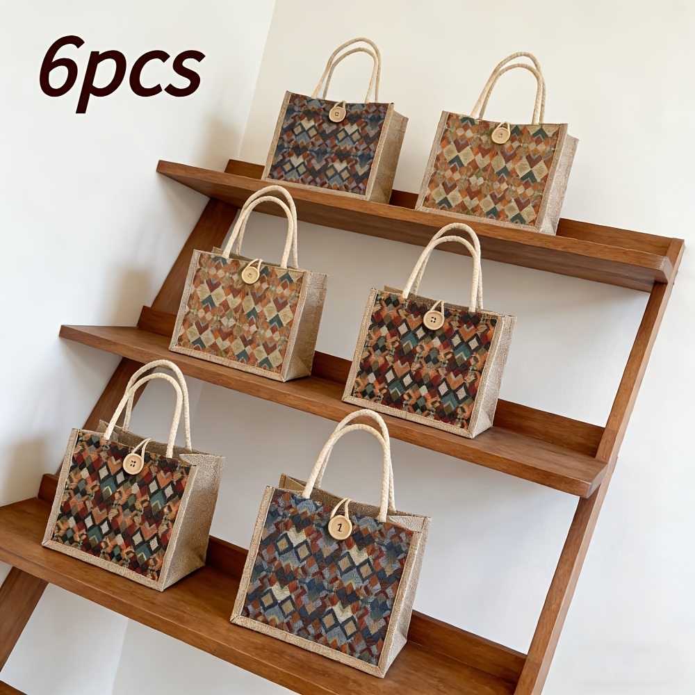 TEMU Gift For Her/him Set Of 6 Bohemian Style Fabric Gift Bags - Colorful, Reusable Storage Sacks That Are Lightweight And Durable With Ethnic