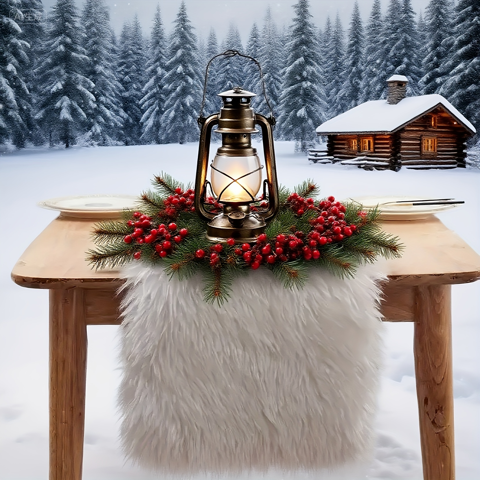 Image of 1pc, Luxurious Oversized 72-inch White Long Plush Table Runner - Perfect For Thanksgiving, Christmas, Valentine's Day, Birthdays, And Weddings