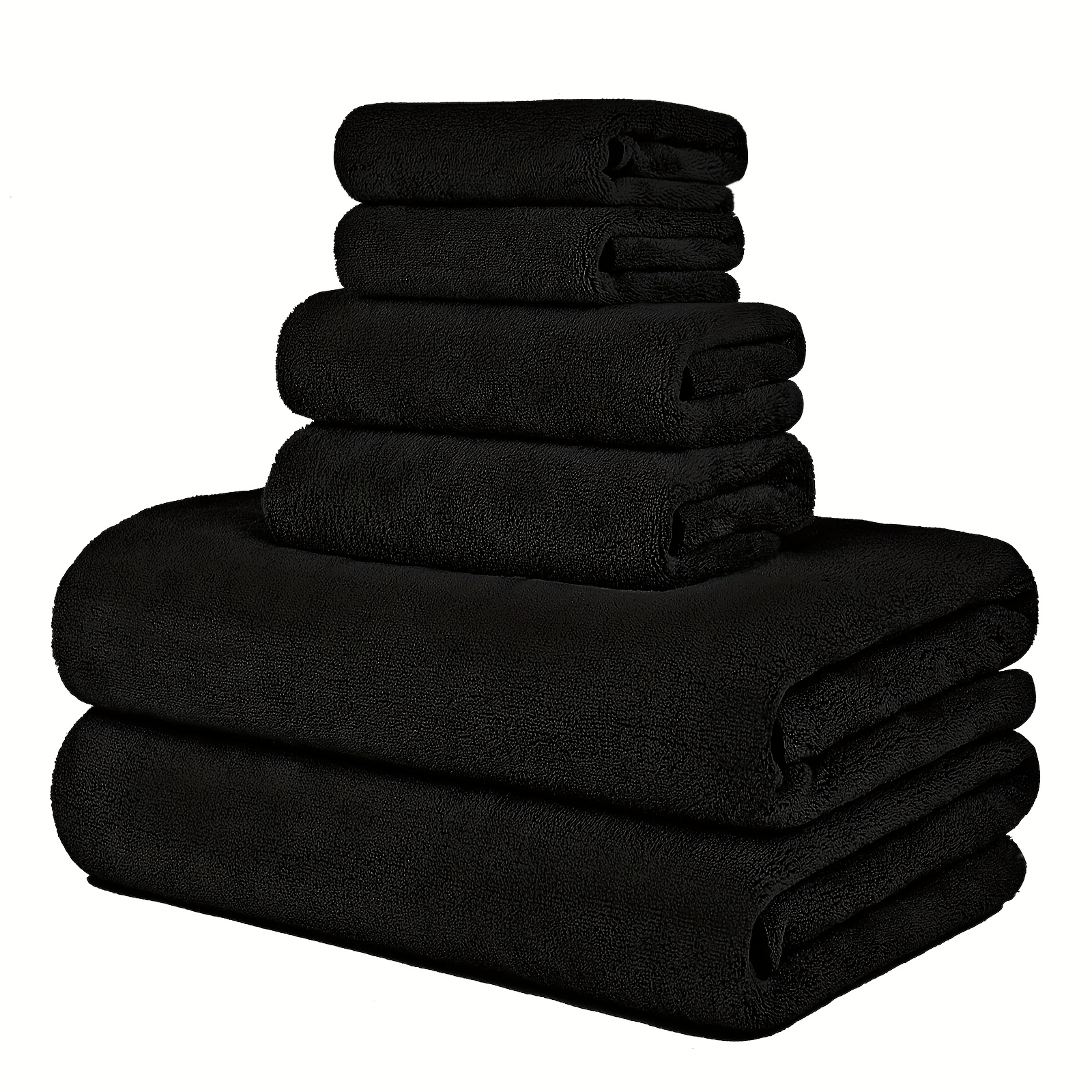 TEMU 6pcs Super Soft Microfiber Bath Towel Set, 2 Bath Towels 27 X 55 Inches, 2 Hand Towels 13 X 30 Inches, 2 Washcloths X Inches, Quick Drying,