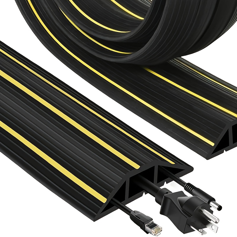 

1pc 6.6ft Floor Cable Cover/heavy Duty Cable Protector - Protects Floor From Vehicle Hazards, Safeguards Wires, Prevents Cable Tripping, Cable Management Solution, Easy Installation - Black