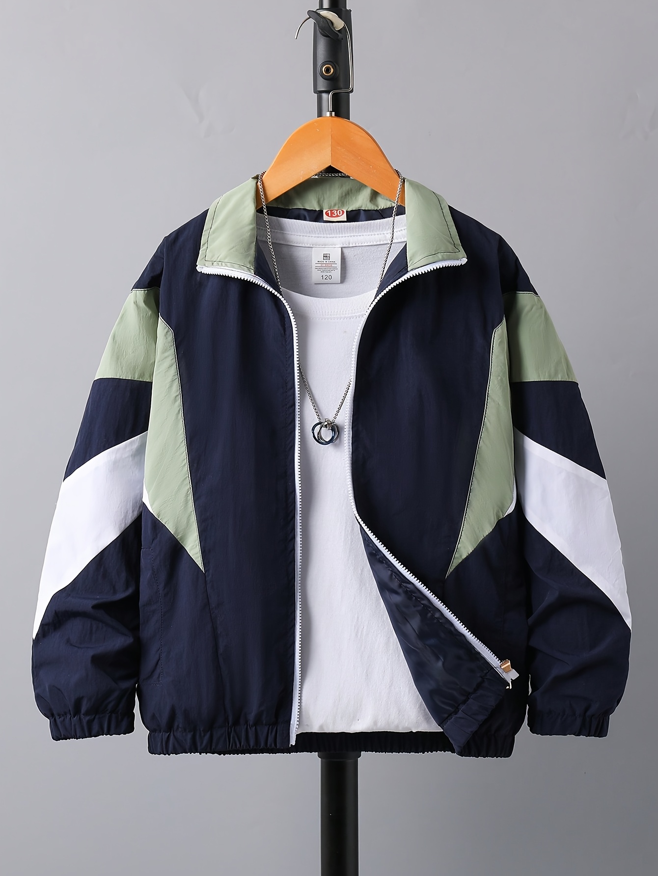 boys lightweight color block jacket casual zip windbreaker Temu