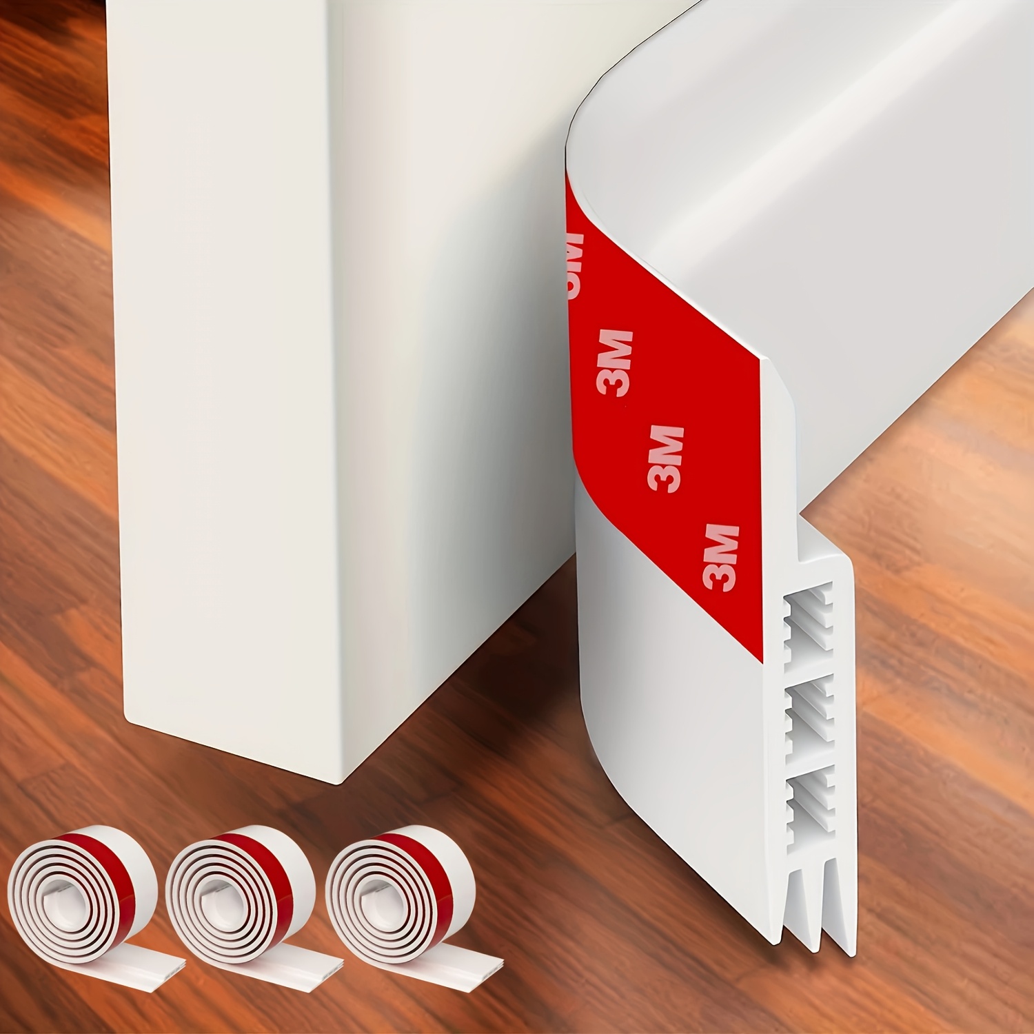 TEMU 3 Rolls Of Self-adhesive Door Bottom Weatherstrip, Built-in Adhesive Door Windproof Strip, Soundproof Insect-proof Dust-proof Cold Air Leakage