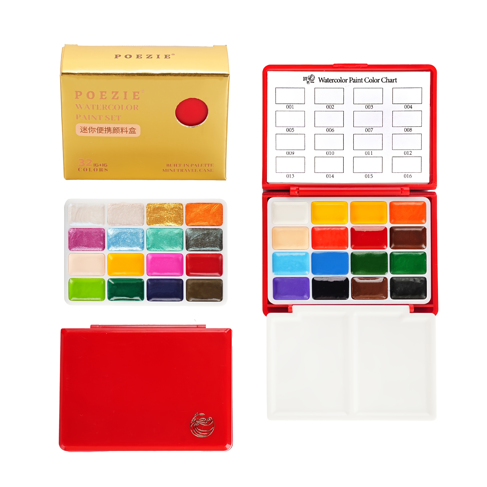 E-shop 32-Farben Aquarellfarben Set für Reisen | Kompaktes Malset mit Palette, Aquarellfarben für Erwachsene, Künstler & Anfänger, Künstlerbedarf für
