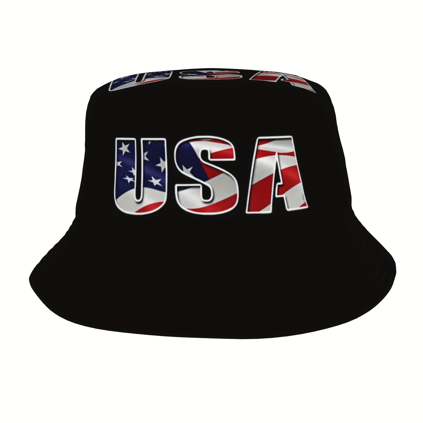 

1pc Patriotic Usa Cotton Bucket Hat, Men' Fisherman Cap For Fishing, Hiking, Camping, Funky Personalized Accessory, Non-stretch, Hand Wash Or