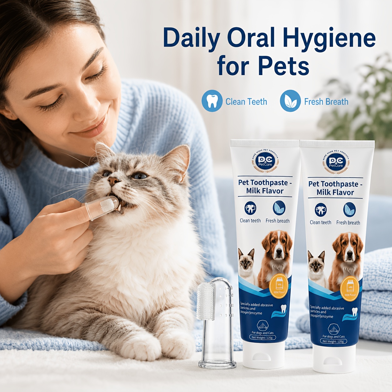 3pcs Pet Toothpaste Set - Specially Designed for Puppies And Kittens, Gently Cleans Teeth, Freshens Breath, And Protects Delicate Gums with a Mild Formula, Suitable for Safe Daily Care of Senior Pets As Well - Image 3