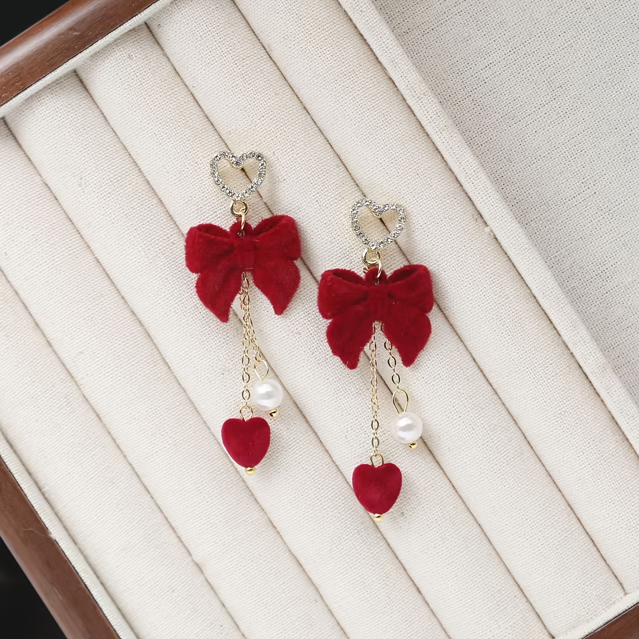 TEMU Pendientes de de terciopelo vintage, aretes de botón con borla de , joyería festiva de Navidad y para mujeres