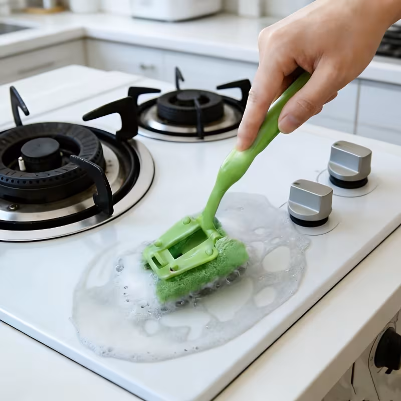 non scratch sponge dish brush with ergonomic handle durable plastic kitchen cleaning brush for dishes plates bowls scrub brush Product details 3