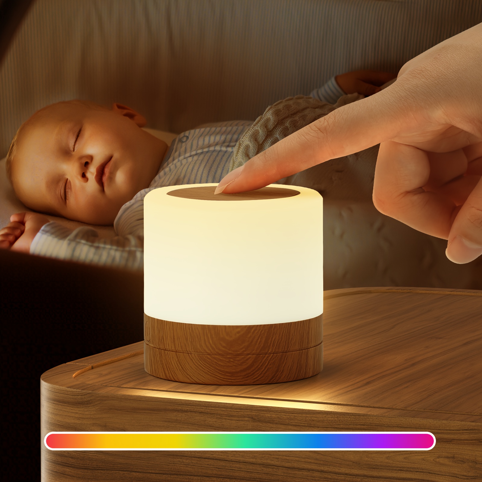 

Night Light, Rechargeable Bedside Touch Lamp, Dimmable Mini Night Light With & Color Changing Rgb, Remote Control Included, Portable Table Lamp For Bedrooms.