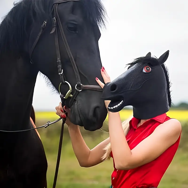 Maschera Halloween Testa Di Cavallo In Lattice - Marrone, Per Feste E Costumi - Foto 2