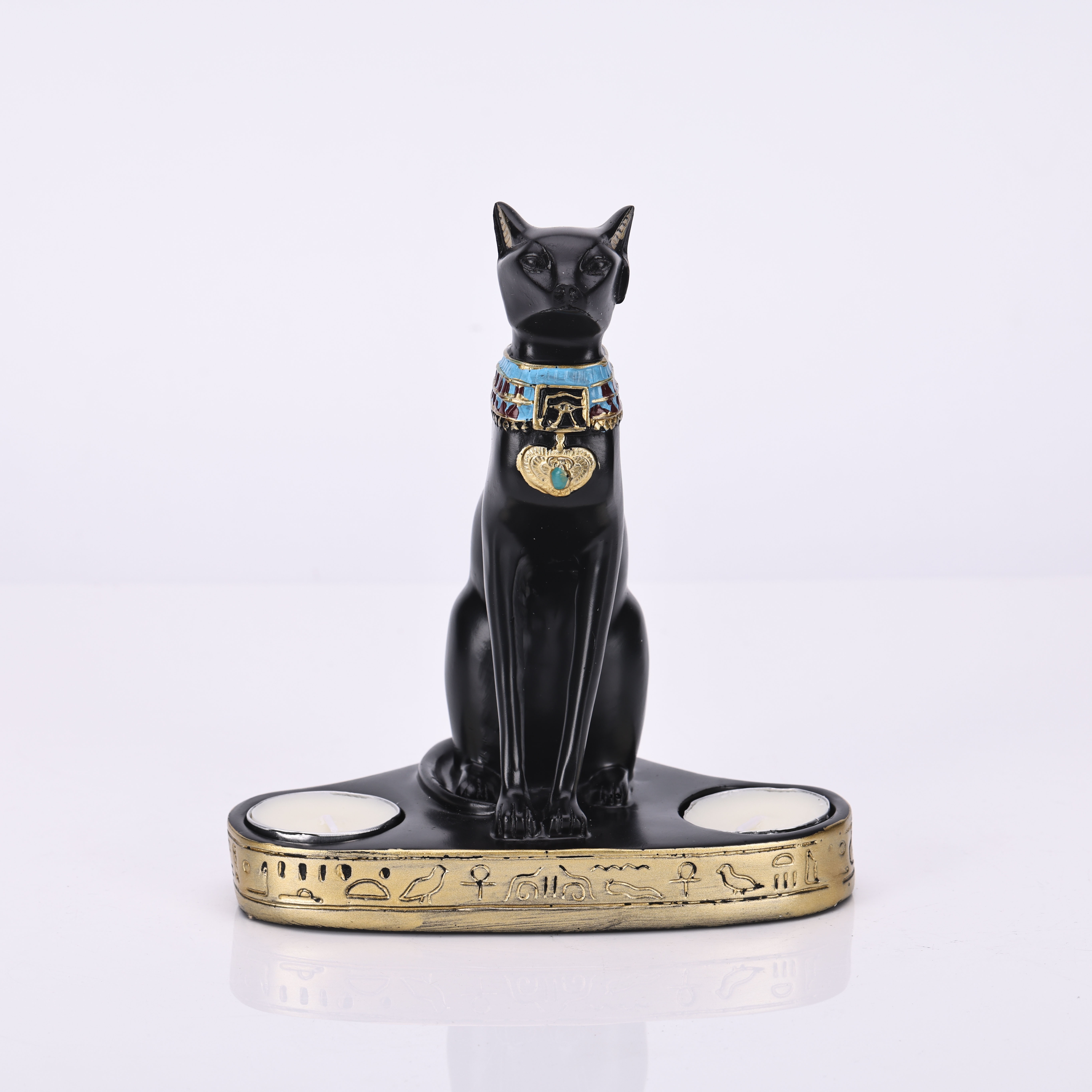 Egyptian Cat Candle Holder Resin Statue Decoration Vintage - Temu