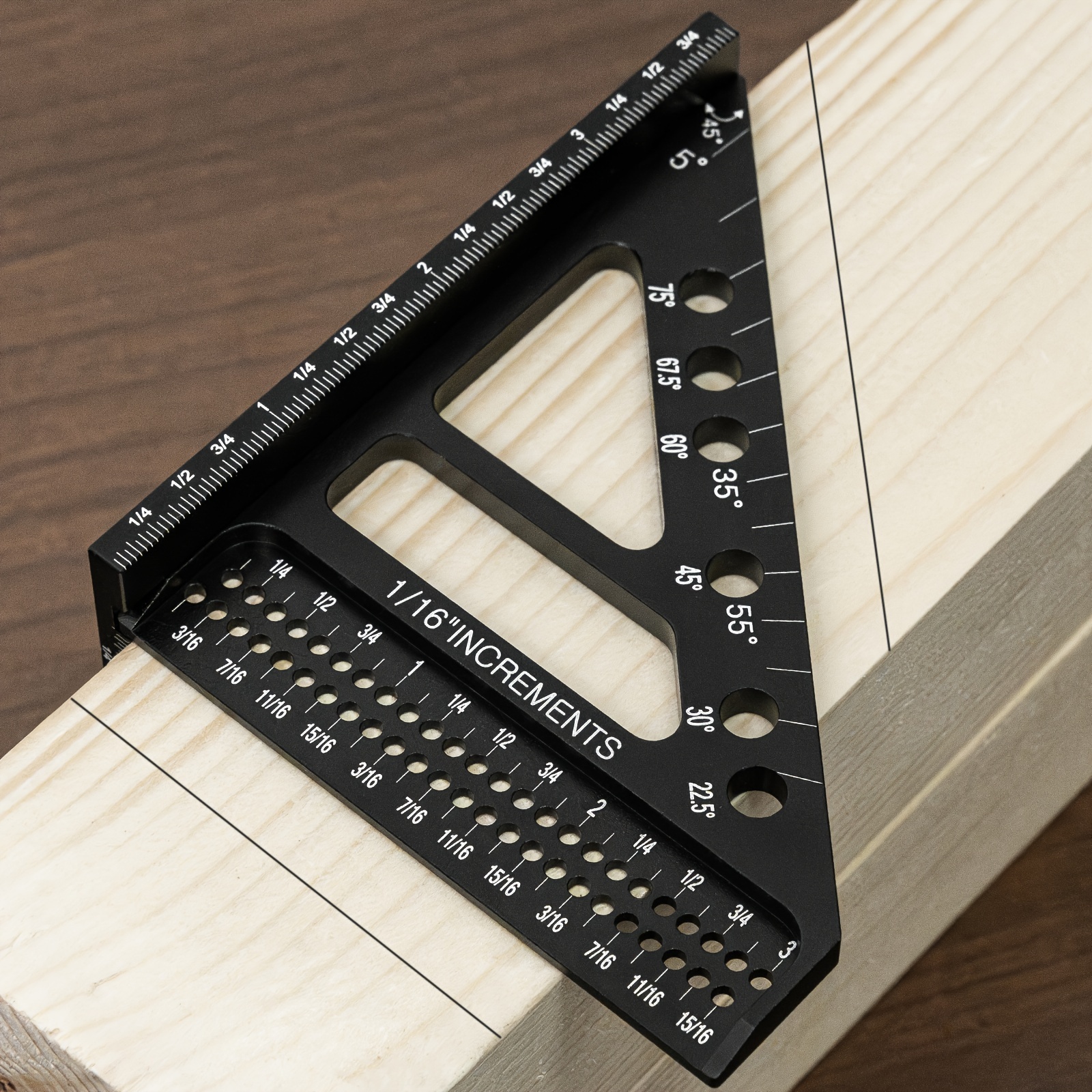 精密 45/90 度铝合金多角度测量尺 - 高准确性木工方弯度仪，带有清晰的刻度标记，耐用的金属结构，适用于工程师和木匠 5