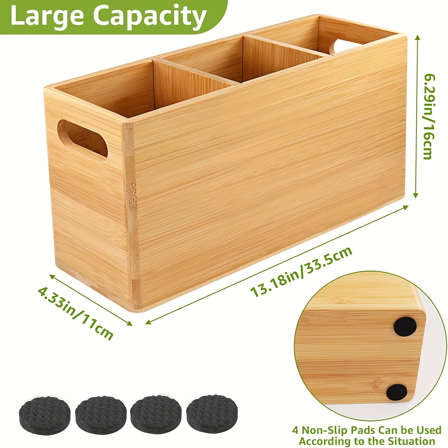 Spacious Bamboo Rack For Kitchen Utensils Featuring 3 Sections, Designed In A Rustic Style, Ideal For Organizing Cutlery On Countertops, Complete With A Protective Gasket