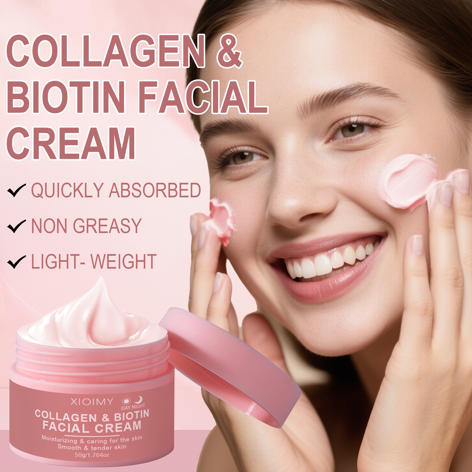 collagen biotin day and night face cream contains rich collagen face cream protects light beige moisturizes and smoothes injects   vitality and     beige and instantly moisturizes face cream and collagen face cream Product details 1