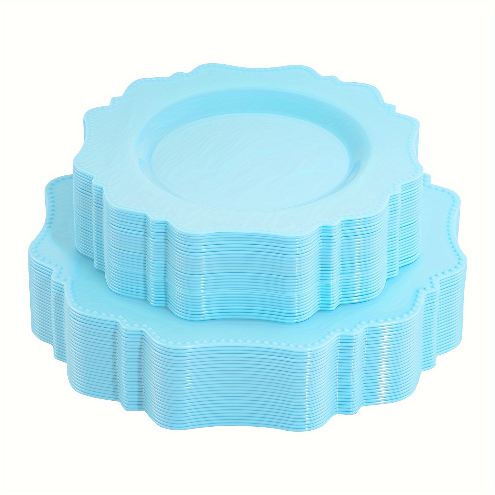 

Disposable Plastic Plates 60pcs, Light Baby Blue Party Plates, Heavy Duty 30 Dinner Plate 10.5" And 30 Salad/dessert Plate 8.25" For Party Dinner