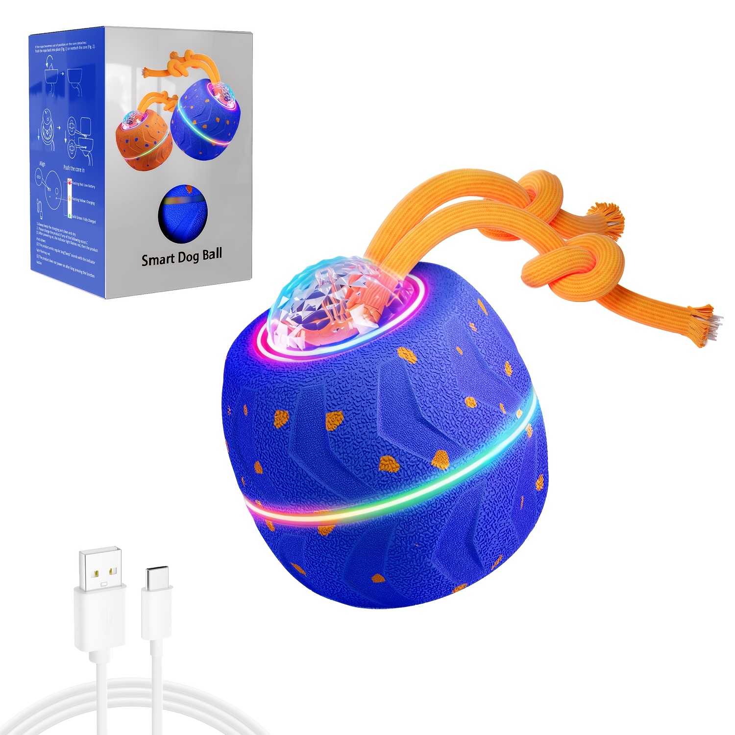 TEMU 1pc Dog Toy With Tail, Rolling Ball With Automatic Moving, Bouncing And Rotating Functions, Made Of E-tpu Material, Auto-rolling Interactive Dog