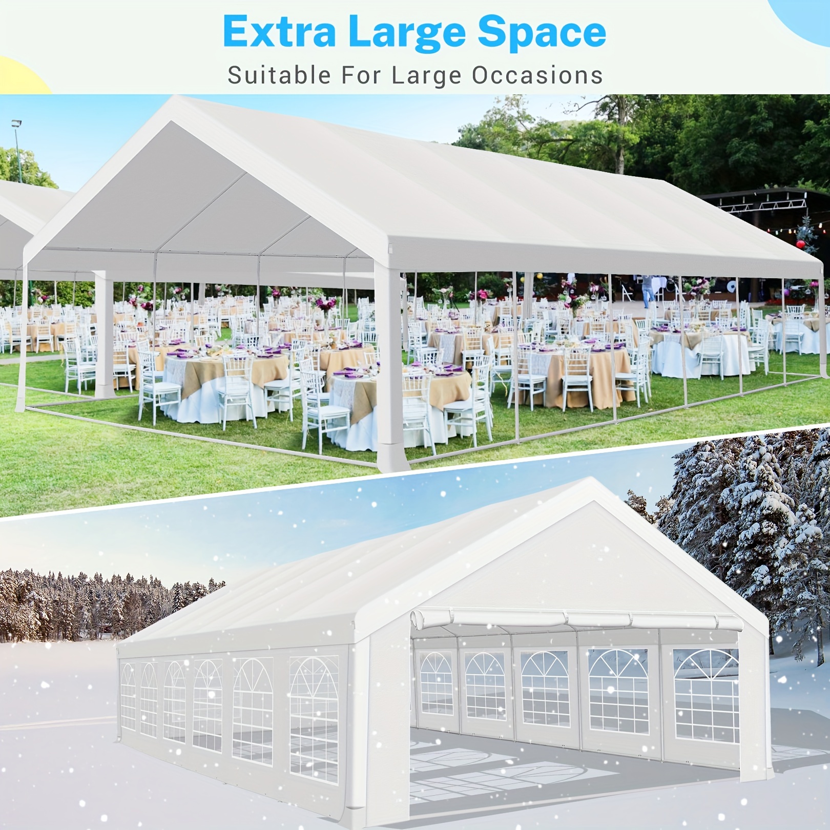 

Tooluck 20' X 40' Heavy Duty Party Tent, Carport Event Tent With Removable Sidewalls, Commercial Outdoor Canopy Wedding Tent