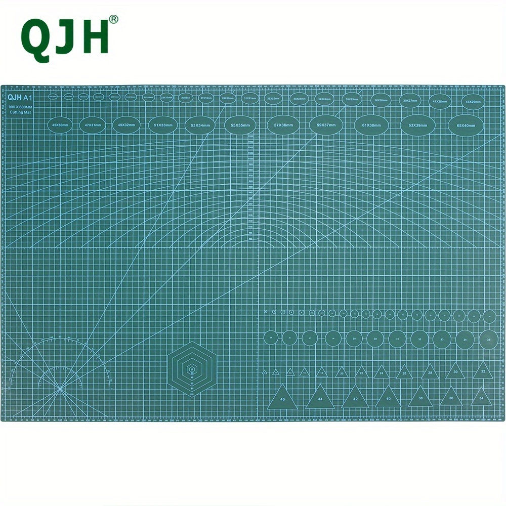 

Qjh A1 Self- Cutting Mat 24x36", Double-sided, Non-slip Rotating Surface For Leather Crafting, Quilting, Sewing & Scrapbooking - Pvc, Army Green