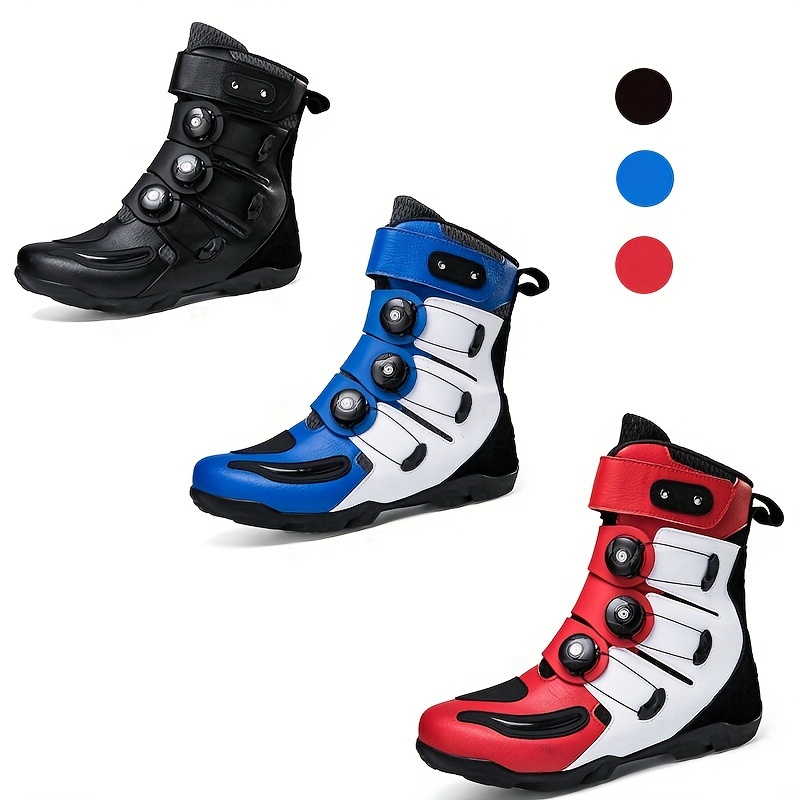 

Men's Trendy High Top Riding Boots With Multi Rotating Buckles, Comfy Non Slip Durable Motorcycle Boots For Men's Outdoor Activities