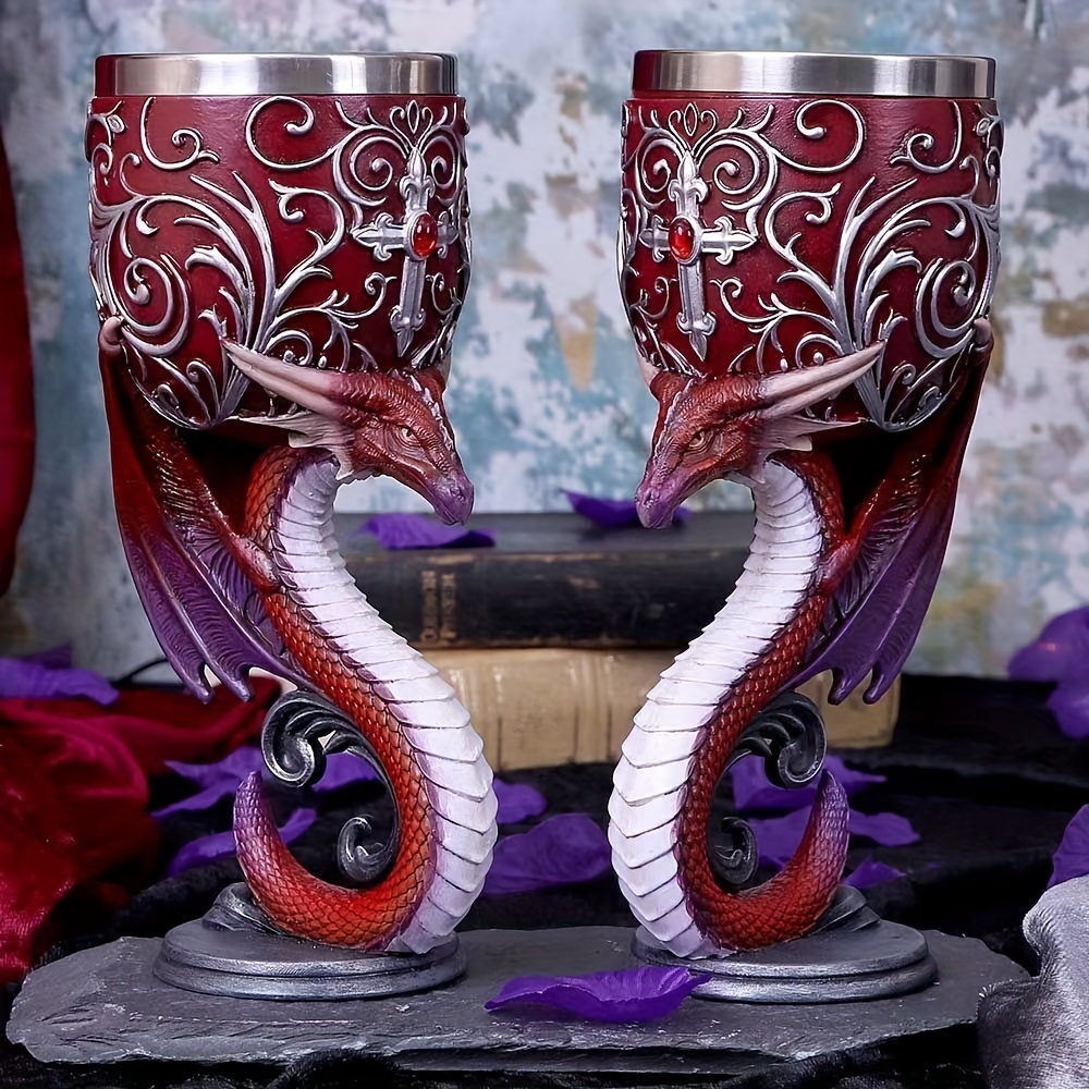 TEMU 1pc Medieval Dragon-shaped Wine Glass Personalized European Wine Glass Unicorn Red Wine Glass