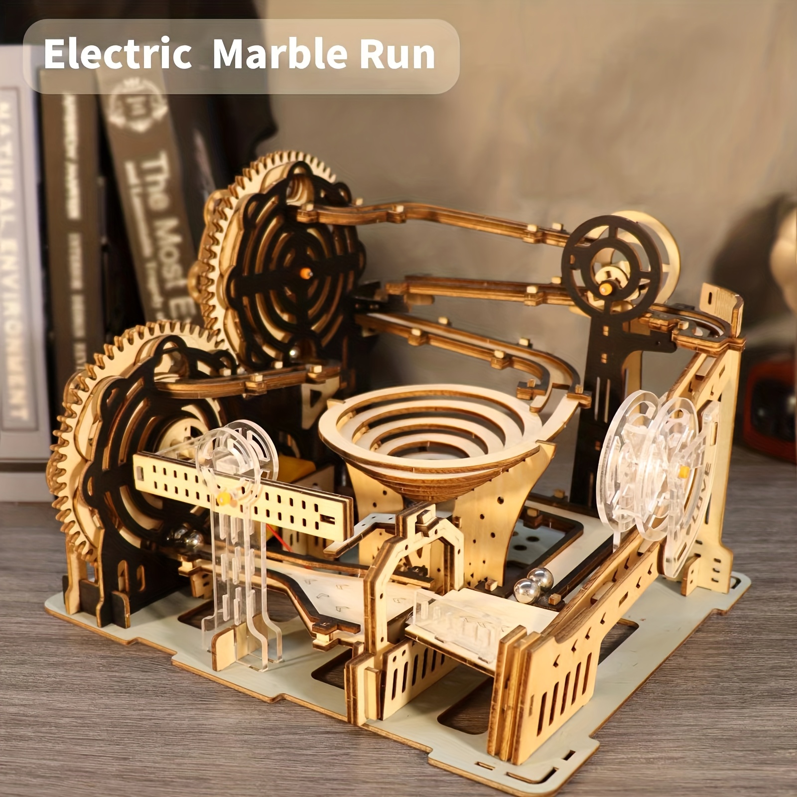 Electric 3D Wooden Puzzles For Adults Marble Run Model Kits Brain Teaser Puzzle DIY Handmade Crafts Birthday Or Christmas Gift