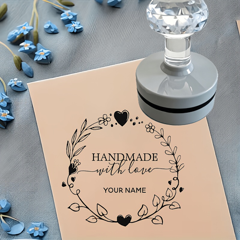 Custom Stamp, Personalized Wedding, Business And Daily Use Seal - Custom Name And Address, Floral Pattern Round Self-inking Stamp