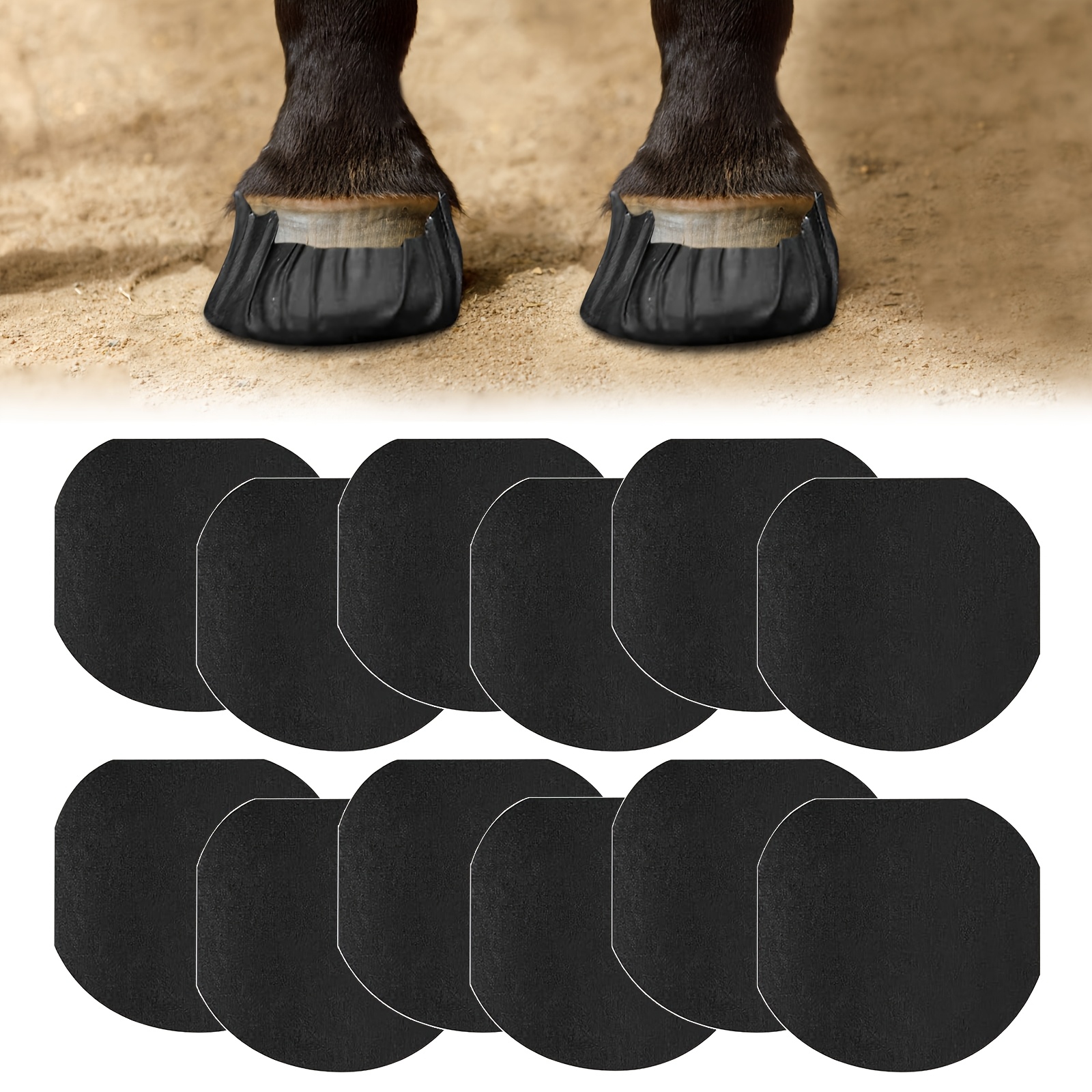 TEMU 12pcs Hoof Care Patches, Strong And Tight Fit, Suitable For Equestrian Training, Outdoor Riding, And Use For Hoof Care And Protection