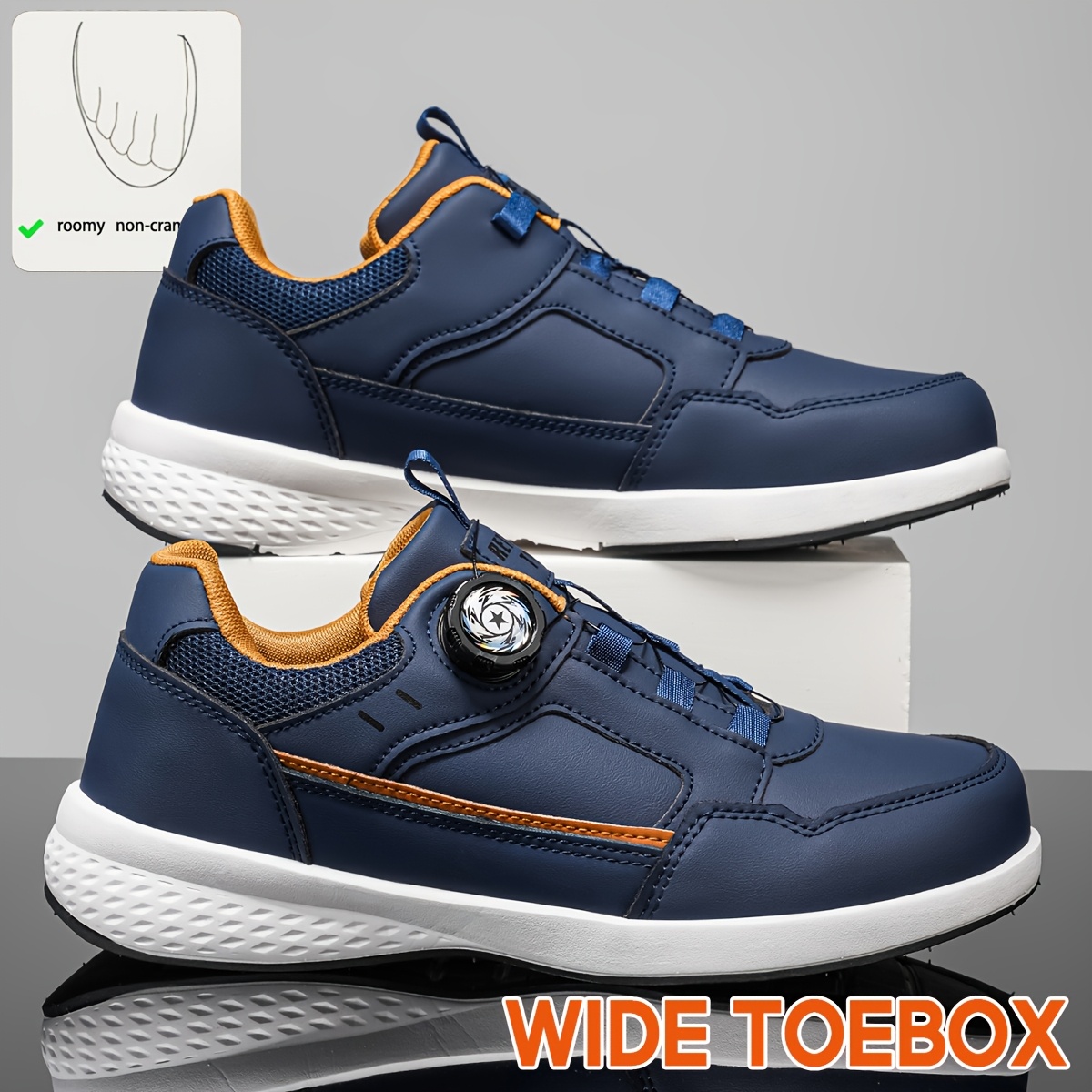 Men's Large-Size Wide-Fit Sneakers, Stylish Design