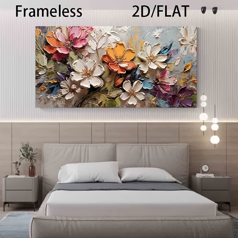 2D/flat 1pc 27.55inch*55.11inch/70cm*140cm Frameless Modern Flower Art Canvas Poster for Bedroom and Living Room Decoration Cuadros No Frame