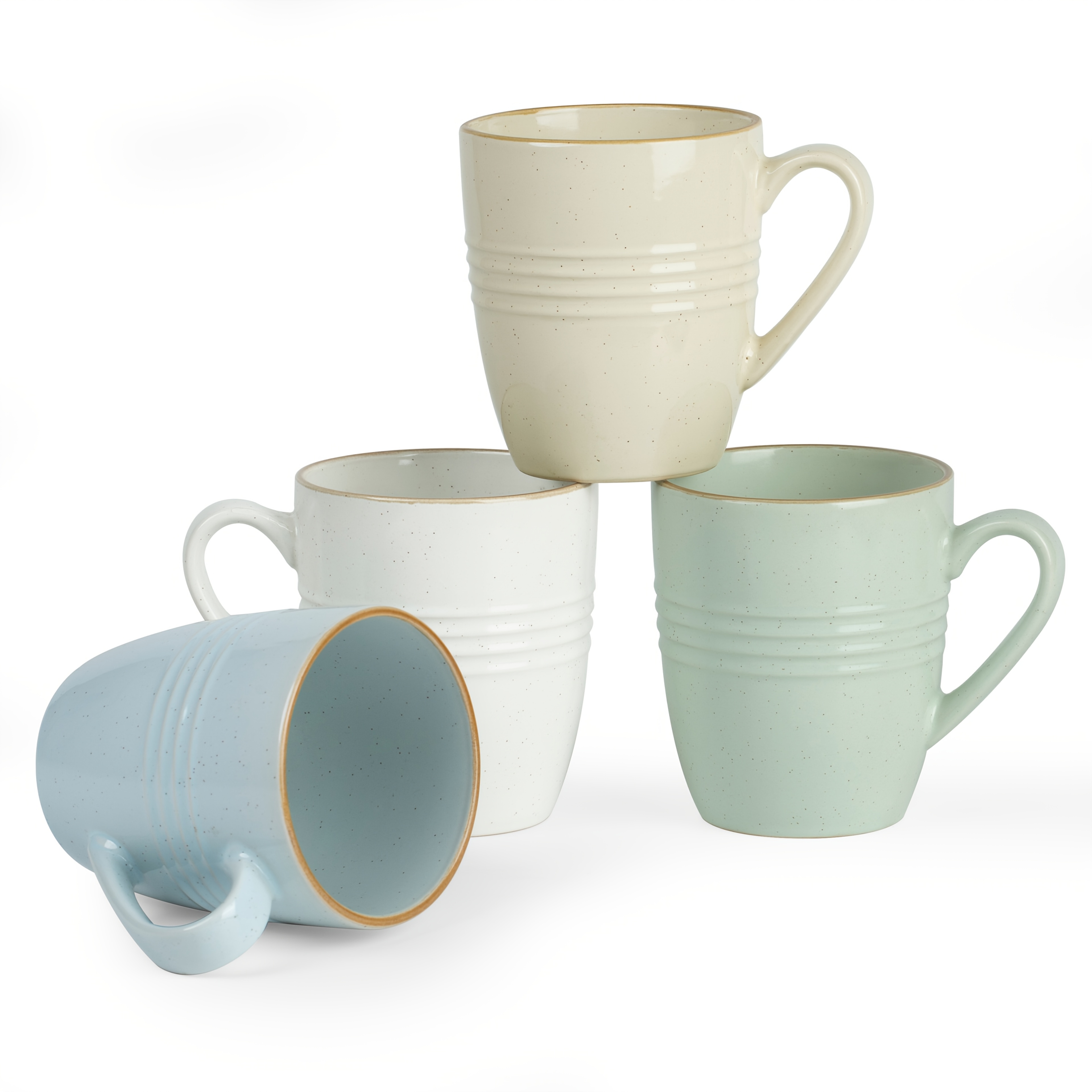 4pcs Coffee Mug Set, 14oz Stoneware Coffee Mugs Set Of 4, Coffee Cups With Handle For Latte, Mocha, , Tea, Microwave And Dishwasher Safe, Blue