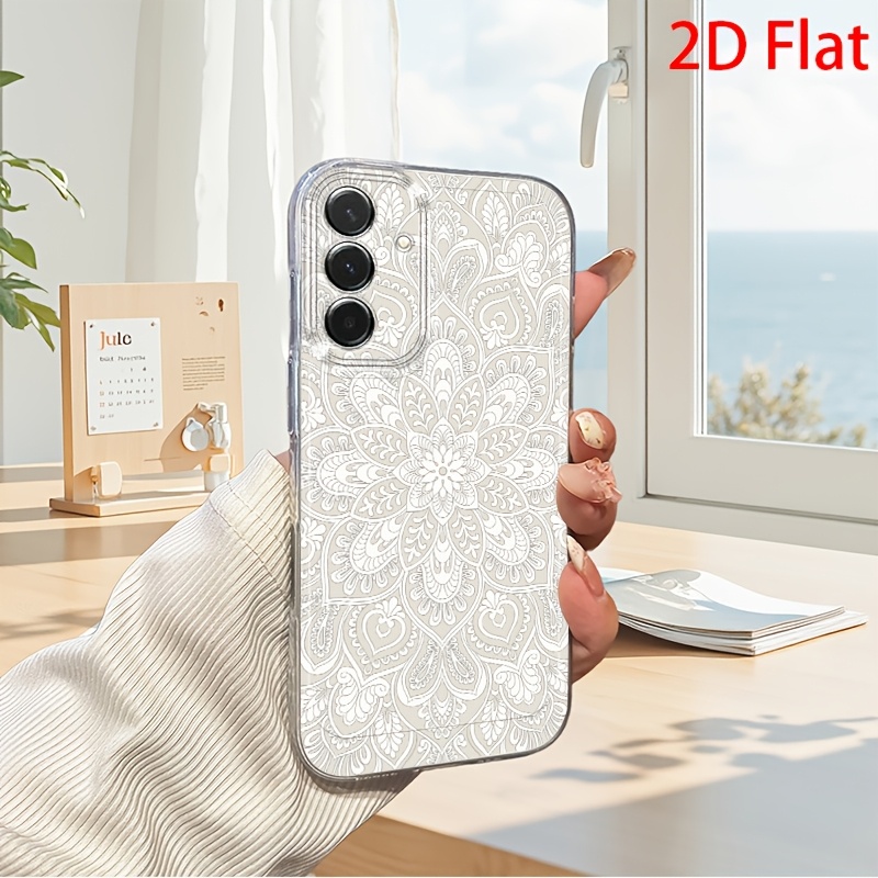 TEMU Phone Case - 2d Flat White Line Mandala Phone Case For Galaxy A03s A04 A05s A06 A07 A13 A14 A15 A16 5g A17 A22 A23 A24 A25 A26 A32 A34 A35 A36