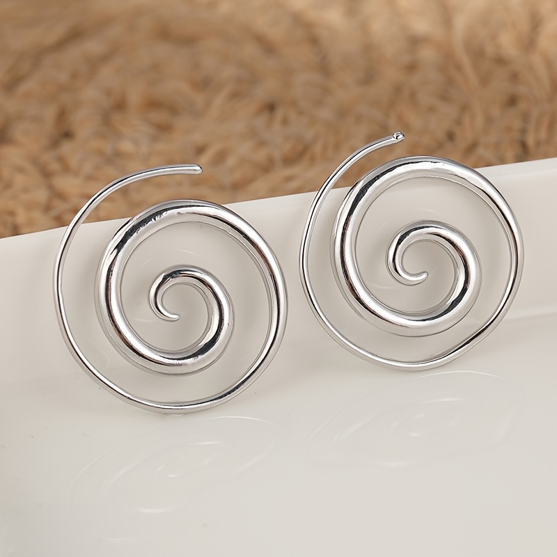 TEMU Spiral Earrings, Easy Rustic Handmade Tribal Thick Spiral Hoop Swirl Coil Women Or Men Earrings