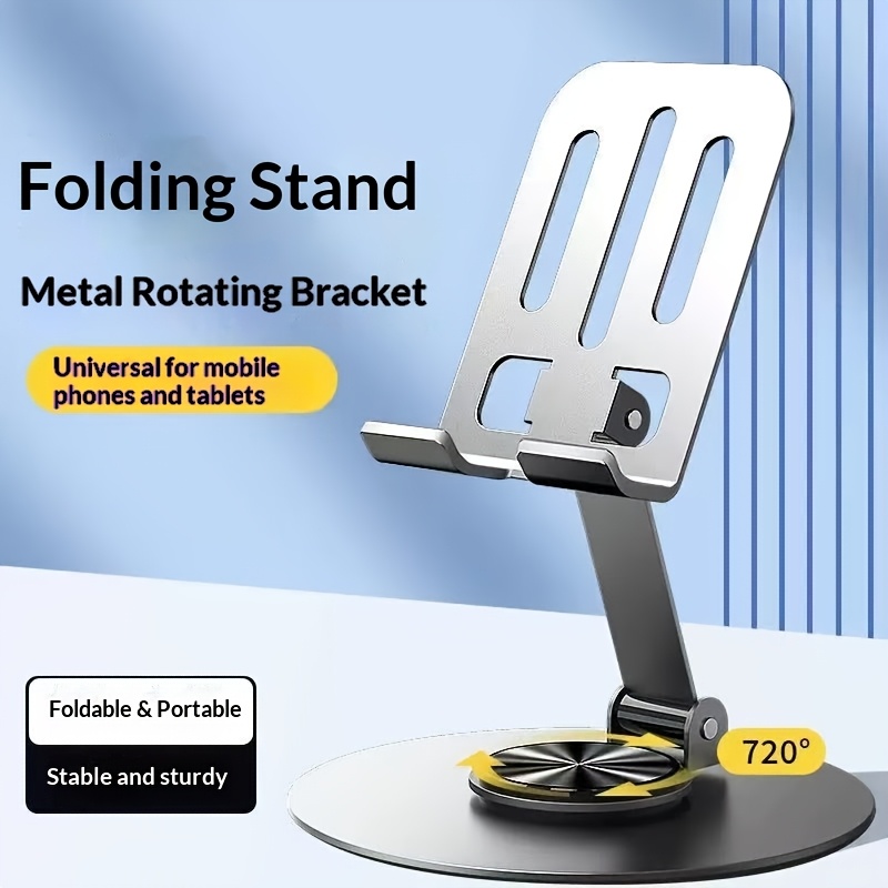 Metal Phone Stand, Portable Phone and Tablet Desktop Holder, Foldable and Rotatable Tablet Stand