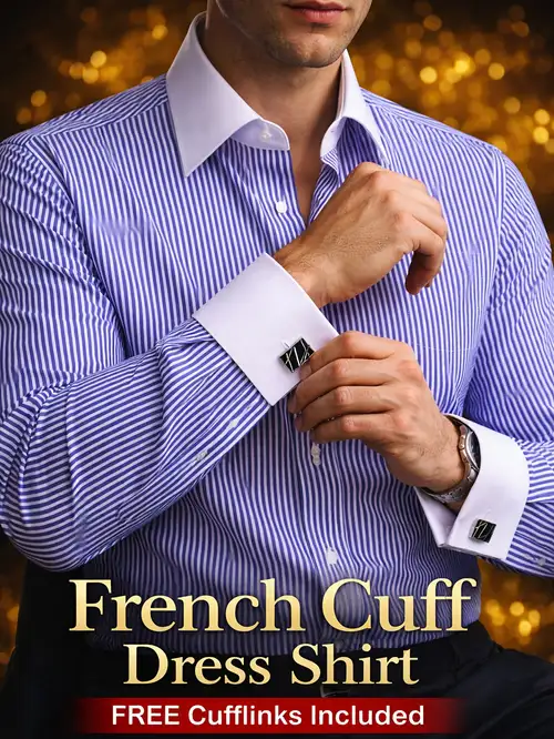 *'s French Cuff Dress Shirts for * Long Sleeve * Business Formal Wedding Tuxedo Shirt Breathable with Free Random Cufflinks *'s French Cuff Dress Shirts for * Long Sleeve * Business Formal Wedding Tuxedo Shirt Breathable with Free Random Cufflinks