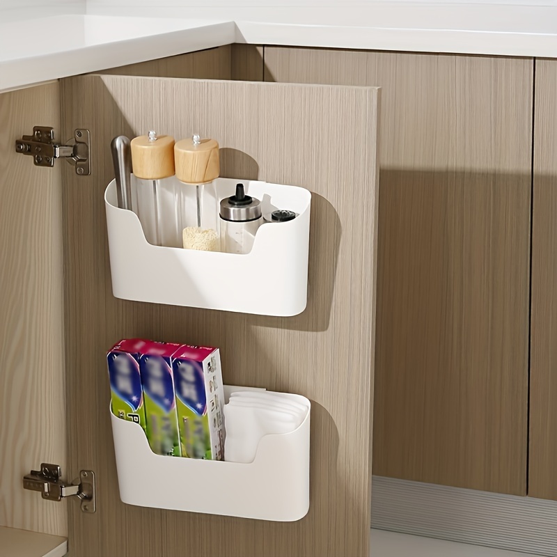 

1pc No-drill -mounted Organizer - Adhesive , & Bathroom Plastic For Cabinets And