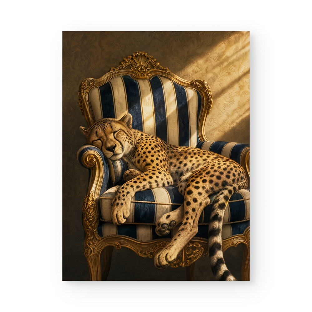 TEMU 2d Flat, Luxury Leopard Print Vertical Wall Art - Hd Suitable For Living Room, Bedroom, Home Office Decor - Elegant Animal Portrait Suitable For