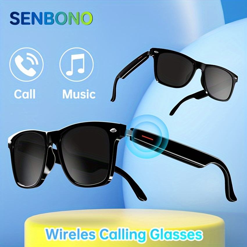 

Senbono Smart Glasses Wireless Headset, Built-in Microphone And Speaker, Touch And Voice Assistant, Remote Camera Control