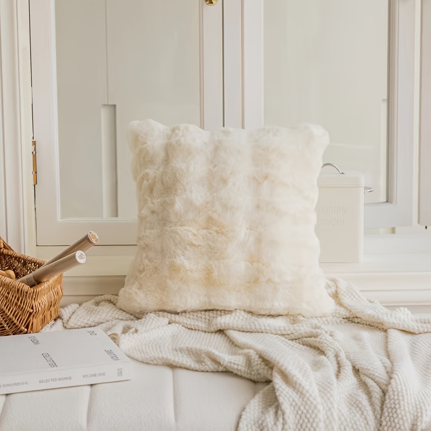 2pcs 18x18 inch fluffy white fur throw pillow covers Temu