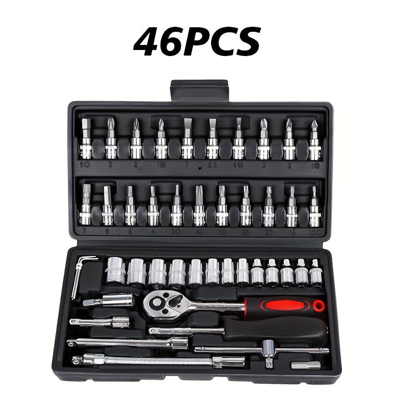 TEMU Car Repair Tools, Car Repair Tool Accessories, Repair Tool Set - Ratchet Torque Wrench And Screwdriver, Portable Car And Bicycle And Motorcycle Repair Kit