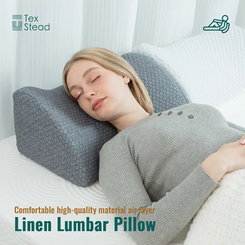 1pc lumbar support pillow for office chair car and recliner charcoal washable polyester season lower cushion pillow geometric pattern pillow zipper closure pillow back support pillow for sitting Product details 0