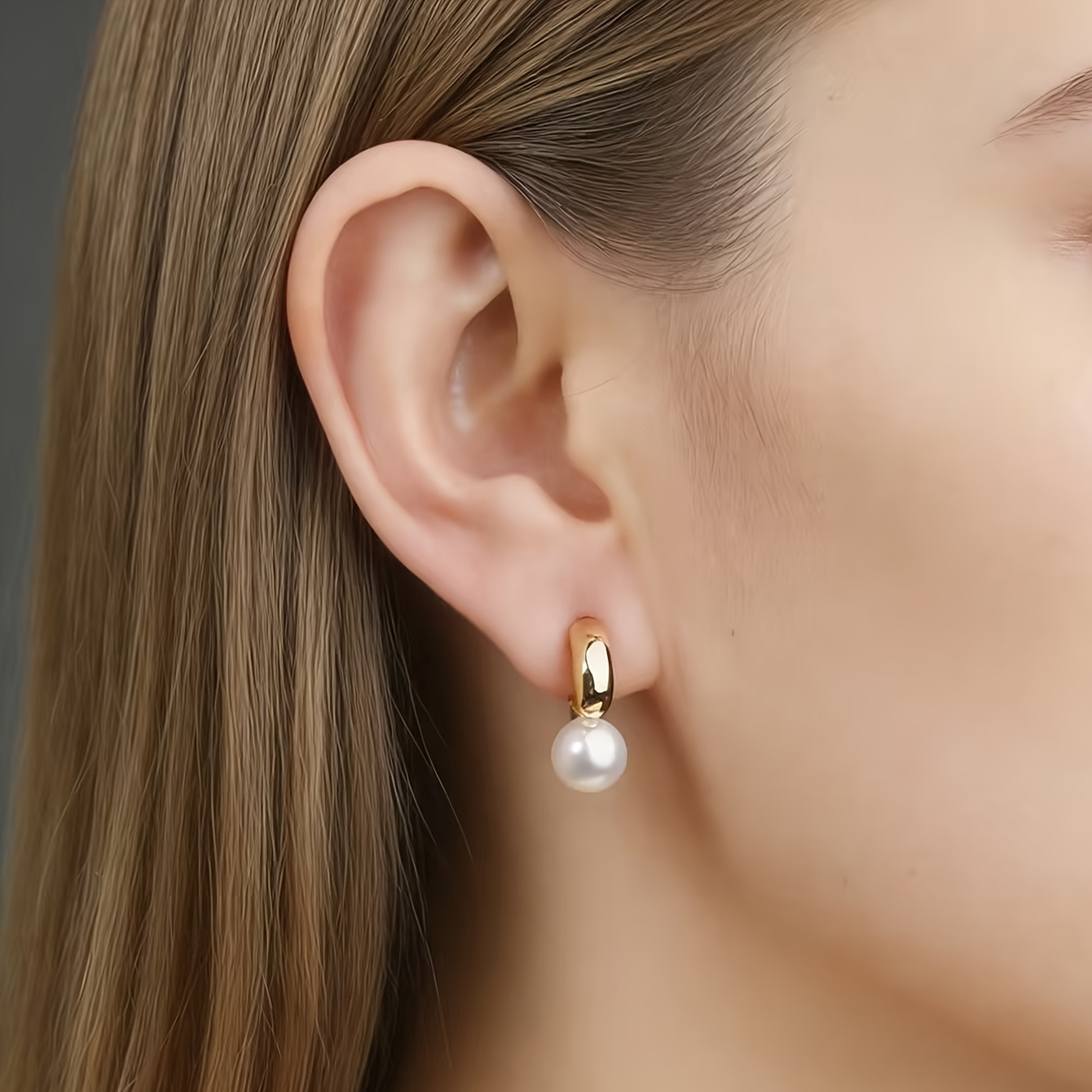 A Pair Of Small, Easy, Elegant Pearl Hoop Earrings For Women, Suitable For Holidays, Birthdays, Dates, Dances, Parties, Vacations, Shopping, Daily Additions