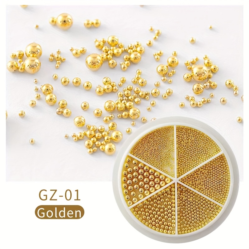 Nail Art Decorations Mini Small Stainless Steel Caviar Beads Nail Art Accessories Silvery Rose Golden Micro Ball Charm Gel Polish Tips Manicure Rhinestones