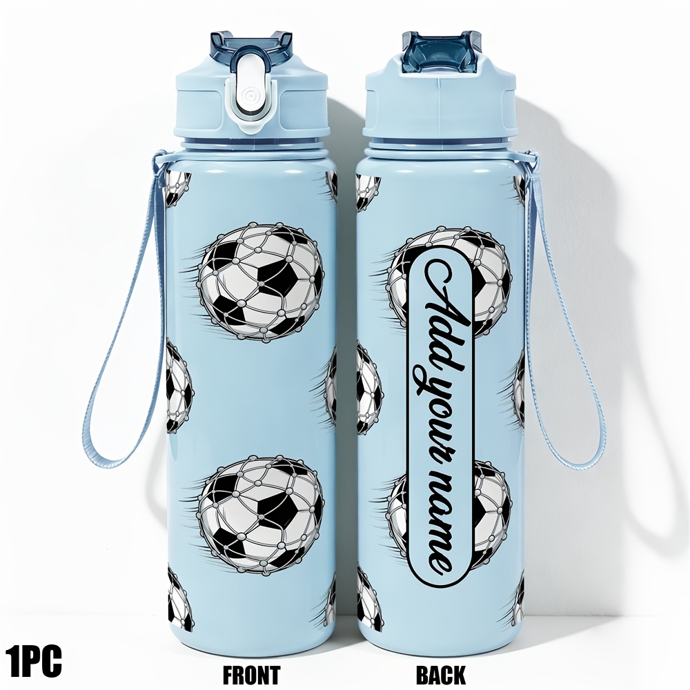TEMU Una botella de de plástico personalizada con temática de fútbol de 25 oz/750 ml, con un diseño a prueba de fugas y personalizable. Una opción de