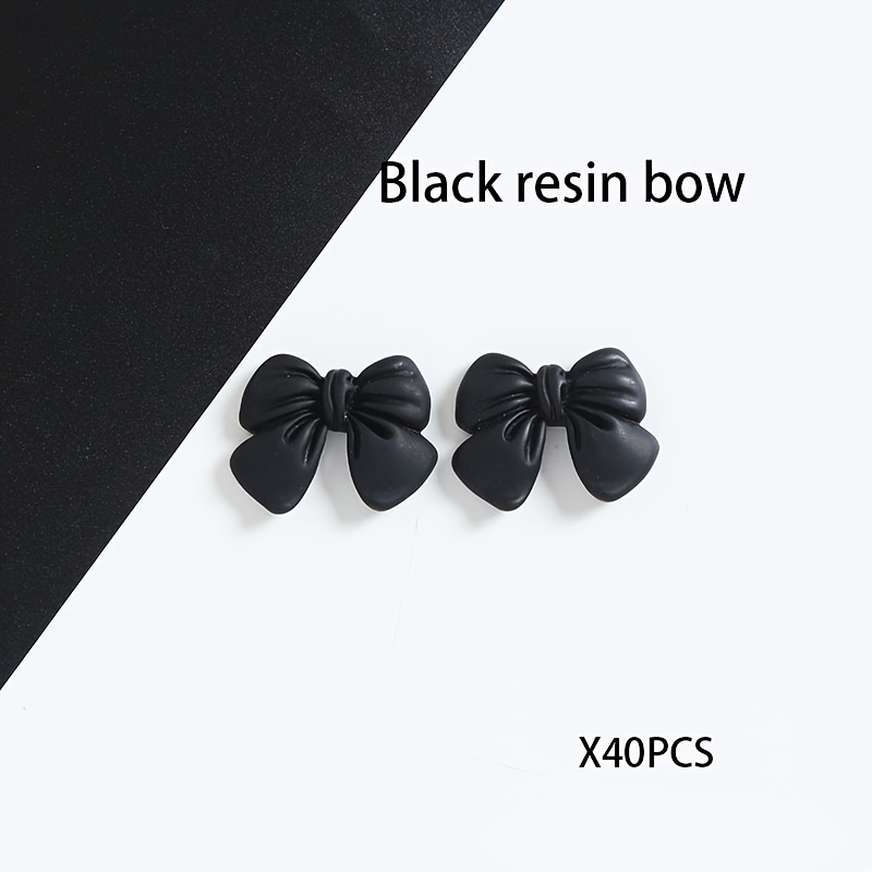 

40 Pcs Black Resin Bow Embellishments For Diy Craft Projects, Hair Accessories, Phone Cases, Jewelry Making Supplies - Flatback Bowknot Decorations (approx. 0.82 Inch)