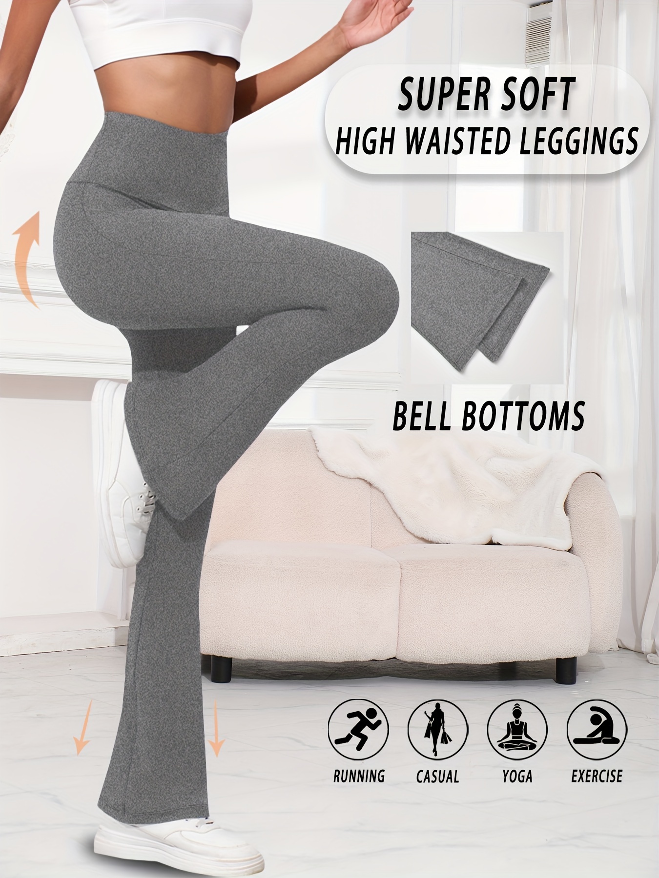 womens super soft high waist flare pants leggings tummy control soft bootleg bell  