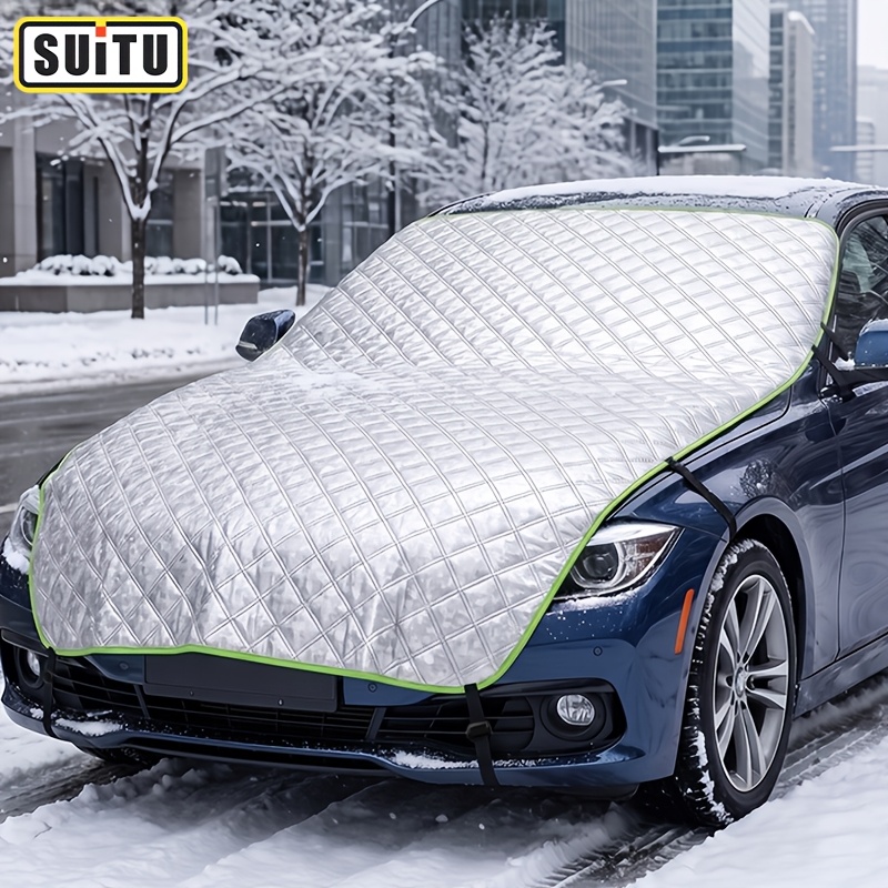 TEMU Suitu Car Front Windshield Snow Cover, Winter Snow And Frost Protection Car Cover, Fits Most Sedan And Suv Models, Door Clip-on Anti-theft