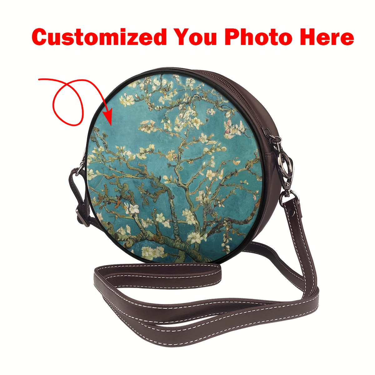 

Custom Round Crossbody Wallet, Personalized Crossbody Purse Handbag